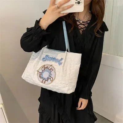 Women's Embroidered Canvas Tote Bag 